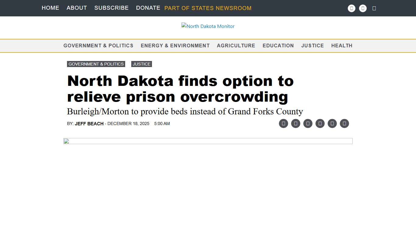 North Dakota finds option to relieve prison overcrowding • North Dakota Monitor